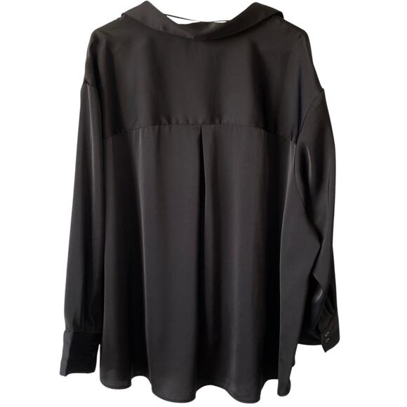 NEW TERRY & SKY Wrap Front Long Sleeve Blouse Size 3X Black Business Casual Chic - Picture 3 of 4